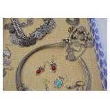 Lot of Fashion Jewelry - Silver Tone Coin Jewelry and Beaded Bracelets Lot of Fashion Jewelry - Silver Tone Coin Jewelry and Beaded Bracelets