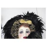 Unique Creations Feathered Wall Art Mask Pair, Handmade Unique Creations Feathered Wall Art Mask Pair, Handmade
