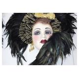 Unique Creations Feathered Wall Art Mask Pair, Handmade Unique Creations Feathered Wall Art Mask Pair, Handmade