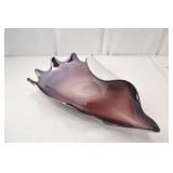 Hand-Blown Art Glass Centerpiece Bowl, Mauve & White, 17 Inch Hand-Blown Art Glass Centerpiece Bowl, Mauve & White, 17 Inch