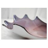 Hand-Blown Art Glass Centerpiece Bowl, Mauve & White, 17 Inch Hand-Blown Art Glass Centerpiece Bowl, Mauve & White, 17 Inch