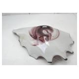 Hand-Blown Art Glass Centerpiece Bowl, Mauve & White, 17 Inch Hand-Blown Art Glass Centerpiece Bowl, Mauve & White, 17 Inch