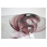 Hand-Blown Art Glass Centerpiece Bowl, Mauve & White, 17 Inch Hand-Blown Art Glass Centerpiece Bowl, Mauve & White, 17 Inch