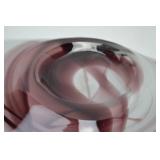 Hand-Blown Art Glass Centerpiece Bowl, Mauve & White, 17 Inch Hand-Blown Art Glass Centerpiece Bowl, Mauve & White, 17 Inch