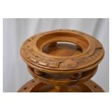 Hand-Carved 3-Tier Wooden Server with Animal Motif - 23in Tall Hand-Carved 3-Tier Wooden Server with Animal Motif - 23in Tall