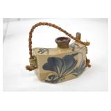 Japanese Stoneware Canteen with Rope Handle Signed Japanese Stoneware Canteen with Rope Handle Signed