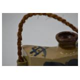 Japanese Stoneware Canteen with Rope Handle Signed Japanese Stoneware Canteen with Rope Handle Signed