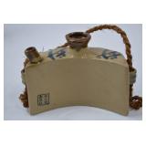 Japanese Stoneware Canteen with Rope Handle Signed Japanese Stoneware Canteen with Rope Handle Signed