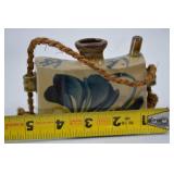 Japanese Stoneware Canteen with Rope Handle Signed Japanese Stoneware Canteen with Rope Handle Signed