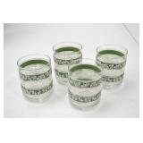 Set of 4 Green and White Patterned Glass Tumblers Set of 4 Green and White Patterned Glass Tumblers