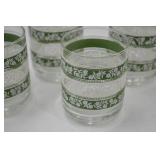 Set of 4 Green and White Patterned Glass Tumblers Set of 4 Green and White Patterned Glass Tumblers