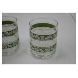 Set of 4 Green and White Patterned Glass Tumblers Set of 4 Green and White Patterned Glass Tumblers