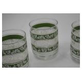 Set of 4 Green and White Patterned Glass Tumblers Set of 4 Green and White Patterned Glass Tumblers
