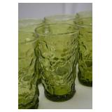 Set of 6 Green Textured Glass Tumblers, 5.5 Inch Tall Set of 6 Green Textured Glass Tumblers, 5.5 Inch Tall