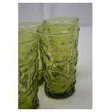 Set of 6 Green Textured Glass Tumblers, 5.5 Inch Tall Set of 6 Green Textured Glass Tumblers, 5.5 Inch Tall