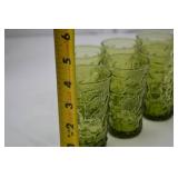Set of 6 Green Textured Glass Tumblers, 5.5 Inch Tall Set of 6 Green Textured Glass Tumblers, 5.5 Inch Tall