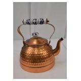 Handcrafted Copper Tea Kettle with Ceramic Handle - 9 Inch Tall Handcrafted Copper Tea Kettle with Ceramic Handle - 9 Inch Tall