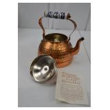 Handcrafted Copper Tea Kettle with Ceramic Handle - 9 Inch Tall Handcrafted Copper Tea Kettle with Ceramic Handle - 9 Inch Tall