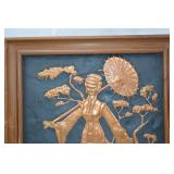 Pair of Asian Style Embossed Metal Wall Art Panels, Framed, 12x16 Inches Pair of Asian Style Embossed Metal Wall Art Panels, Framed, 12x16 Inches