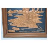 Pair of Asian Style Embossed Metal Wall Art Panels, Framed, 12x16 Inches Pair of Asian Style Embossed Metal Wall Art Panels, Framed, 12x16 Inches