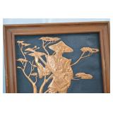 Pair of Asian Style Embossed Metal Wall Art Panels, Framed, 12x16 Inches Pair of Asian Style Embossed Metal Wall Art Panels, Framed, 12x16 Inches