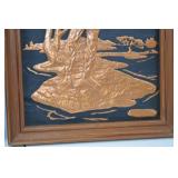 Pair of Asian Style Embossed Metal Wall Art Panels, Framed, 12x16 Inches Pair of Asian Style Embossed Metal Wall Art Panels, Framed, 12x16 Inches