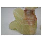 Pair of Carved Onyx Stone Bird Bookends - Mixed Green and Brown Pair of Carved Onyx Stone Bird Bookends - Mixed Green and Brown