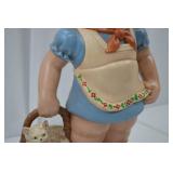 1984 Hand-Painted Ceramic Girl Figurine with Basket and Cat 1984 Hand-Painted Ceramic Girl Figurine with Basket and Cat