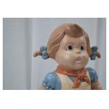 1984 Hand-Painted Ceramic Girl Figurine with Basket and Cat 1984 Hand-Painted Ceramic Girl Figurine with Basket and Cat