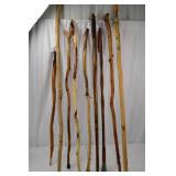 Lot of 8 Handcrafted Wooden Walking Sticks and Canes Lot of 8 Handcrafted Wooden Walking Sticks and Canes