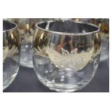 Set of 6 Silver Rim Glass Tumblers with Floral Etching Set of 6 Silver Rim Glass Tumblers with Floral Etching