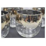 Set of 6 Silver Rim Glass Tumblers with Floral Etching Set of 6 Silver Rim Glass Tumblers with Floral Etching