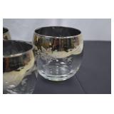 Set of 6 Silver Rim Glass Tumblers with Floral Etching Set of 6 Silver Rim Glass Tumblers with Floral Etching