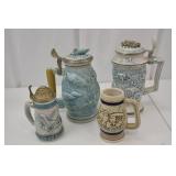 Vintage Collector Beer Stein Lot with Automotive and Wildlife Themes Vintage Collector Beer Stein Lot with Automotive and Wildlife Themes