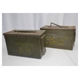 Lot of 2 Vintage Military Ammo Cans Metal Storage Boxes Lot of 2 Vintage Military Ammo Cans Metal Storage Boxes