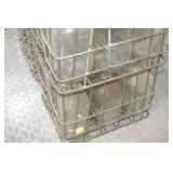 Mid-20th Century Vintage Wire Milk Crates with Assorted Glass Milk Bottles Mid-20th Century Vintage Wire Milk Crates with Assorted Glass Milk Bottles