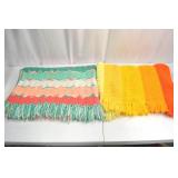 Pair of Colorful Crochet Afghan Blankets with Fringe Pair of Colorful Crochet Afghan Blankets with Fringe