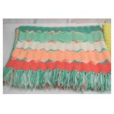 Pair of Colorful Crochet Afghan Blankets with Fringe Pair of Colorful Crochet Afghan Blankets with Fringe