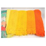 Pair of Colorful Crochet Afghan Blankets with Fringe Pair of Colorful Crochet Afghan Blankets with Fringe