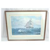 Framed Maritime Art Print - The Sloop Restauration, Robert Moak 1975, 28x36 in Framed Maritime Art Print - The Sloop Restauration, Robert Moak 1975, 28x36 in