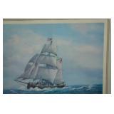 Framed Maritime Art Print - The Sloop Restauration, Robert Moak 1975, 28x36 in Framed Maritime Art Print - The Sloop Restauration, Robert Moak 1975, 28x36 in
