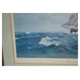 Framed Maritime Art Print - The Sloop Restauration, Robert Moak 1975, 28x36 in Framed Maritime Art Print - The Sloop Restauration, Robert Moak 1975, 28x36 in