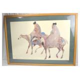 Carol Grigg Watercolor Print, Two Riders, Framed 46x35 Gango Gallery Oregon Carol Grigg Watercolor Print, Two Riders, Framed 46x35 Gango Gallery Oregon