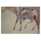 Carol Grigg Watercolor Print, Two Riders, Framed 46x35 Gango Gallery Oregon Carol Grigg Watercolor Print, Two Riders, Framed 46x35 Gango Gallery Oregon