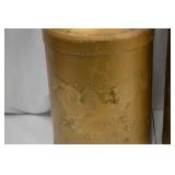 Pair of Vintage Decorated Metal Milk Cans, 25 Inch, Eagle Motif Pair of Vintage Decorated Metal Milk Cans, 25 Inch, Eagle Motif