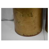 Pair of Vintage Decorated Metal Milk Cans, 25 Inch, Eagle Motif Pair of Vintage Decorated Metal Milk Cans, 25 Inch, Eagle Motif