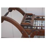 Vintage Wooden Tea Cart with Tile Insets and Bottle Holders Vintage Wooden Tea Cart with Tile Insets and Bottle Holders