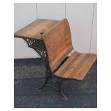 Antique Cast Iron and Wood School Desk Antique Cast Iron and Wood School Desk