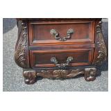 Ornate Dark Wood Coffee Table with Two Matching End Tables Ornate Dark Wood Coffee Table with Two Matching End Tables