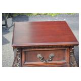 Ornate Dark Wood Coffee Table with Two Matching End Tables Ornate Dark Wood Coffee Table with Two Matching End Tables